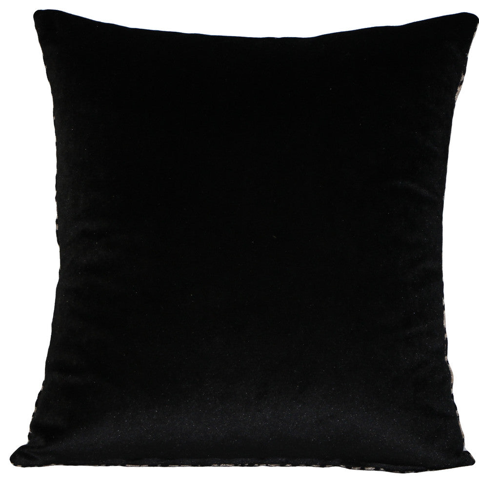 Velvet Geometric Pattern Decorative Throw Pillow, Jager Black Diamond, 20"x20"