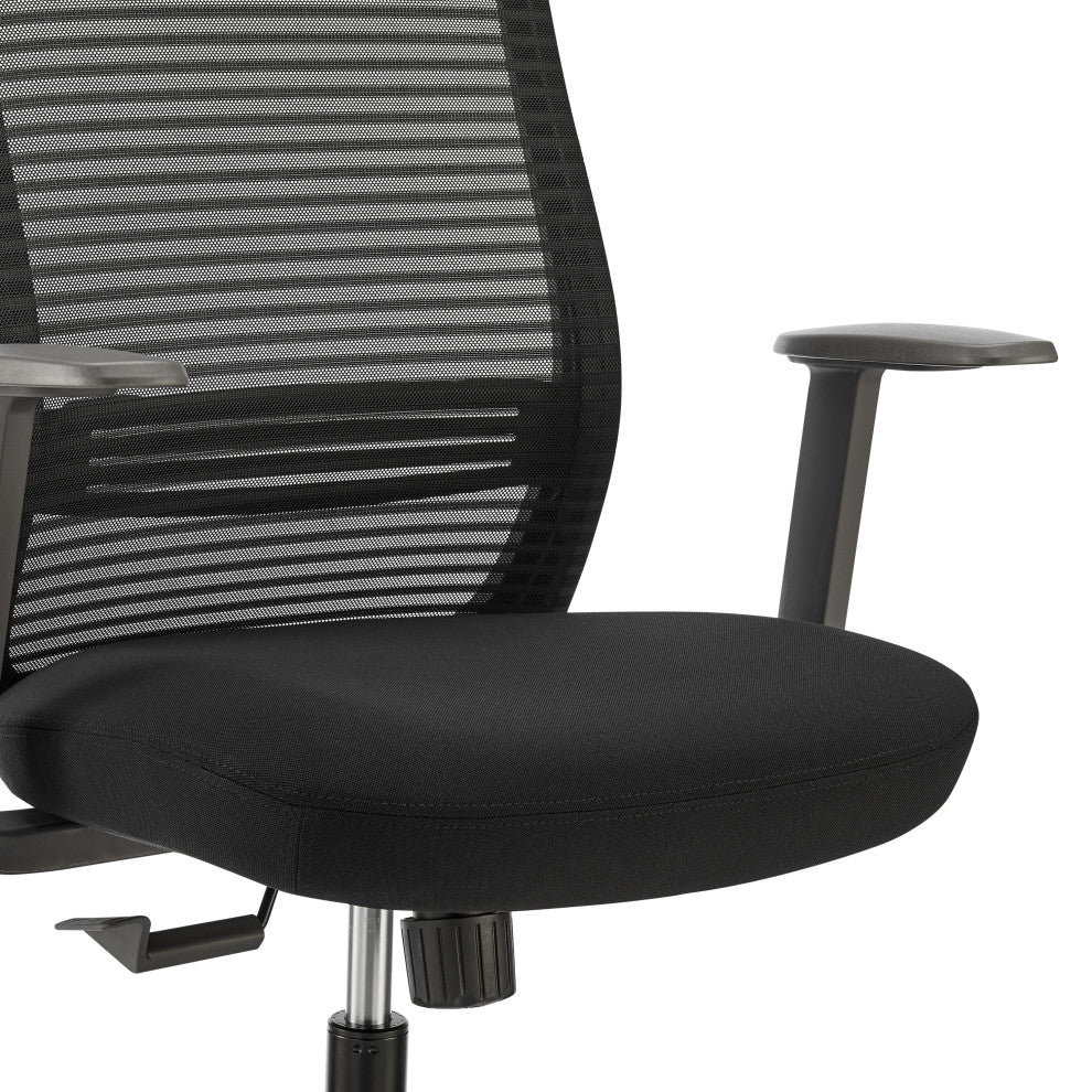 Kasper Mid-Back Office Chair, Black Mesh Back and Black Fabric Seat