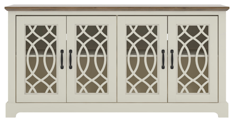 Raccon 59.1 in. TV Stand Fits TV's up to 65 in., Ivory With Knotty Oak