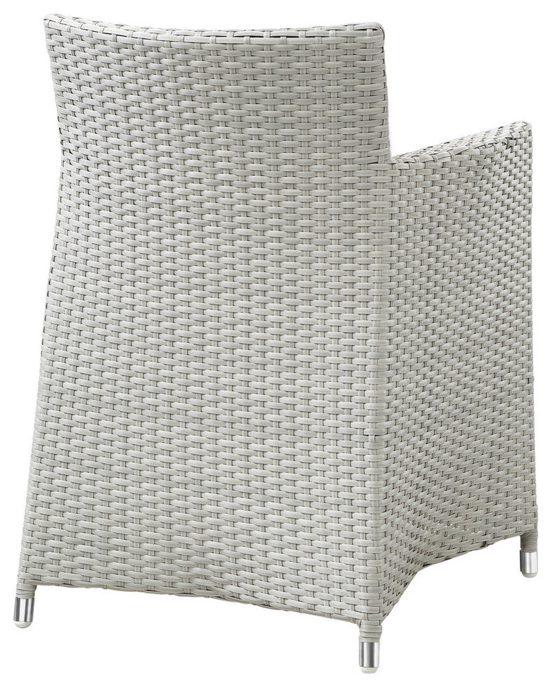 Modern Urban Contemporary Set of 5 Outdoor Patio Dining Set, Gray White Plastic