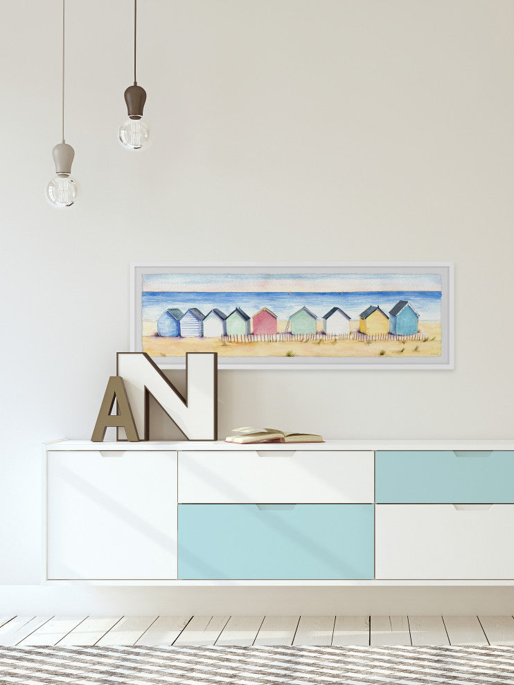 "Beach Please" Framed Painting Print, 30x10