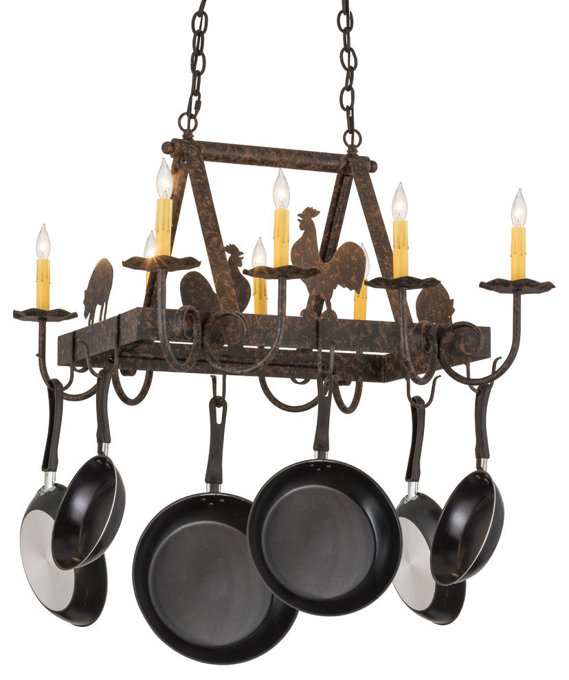 27"L Barn Animals 8 Light Pot Rack