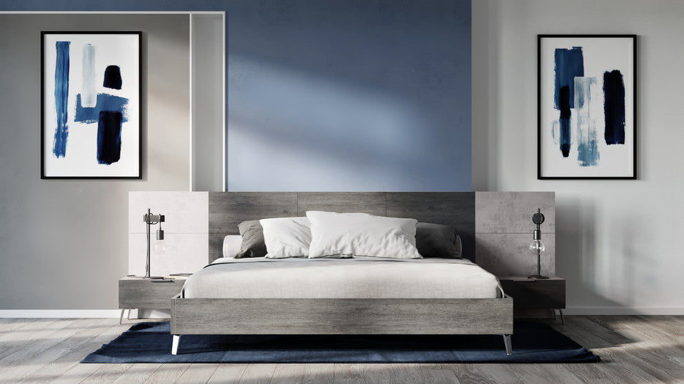 Nova Domus Bronx Italian Modern Faux Concrete and Grey Bed, Eastern King