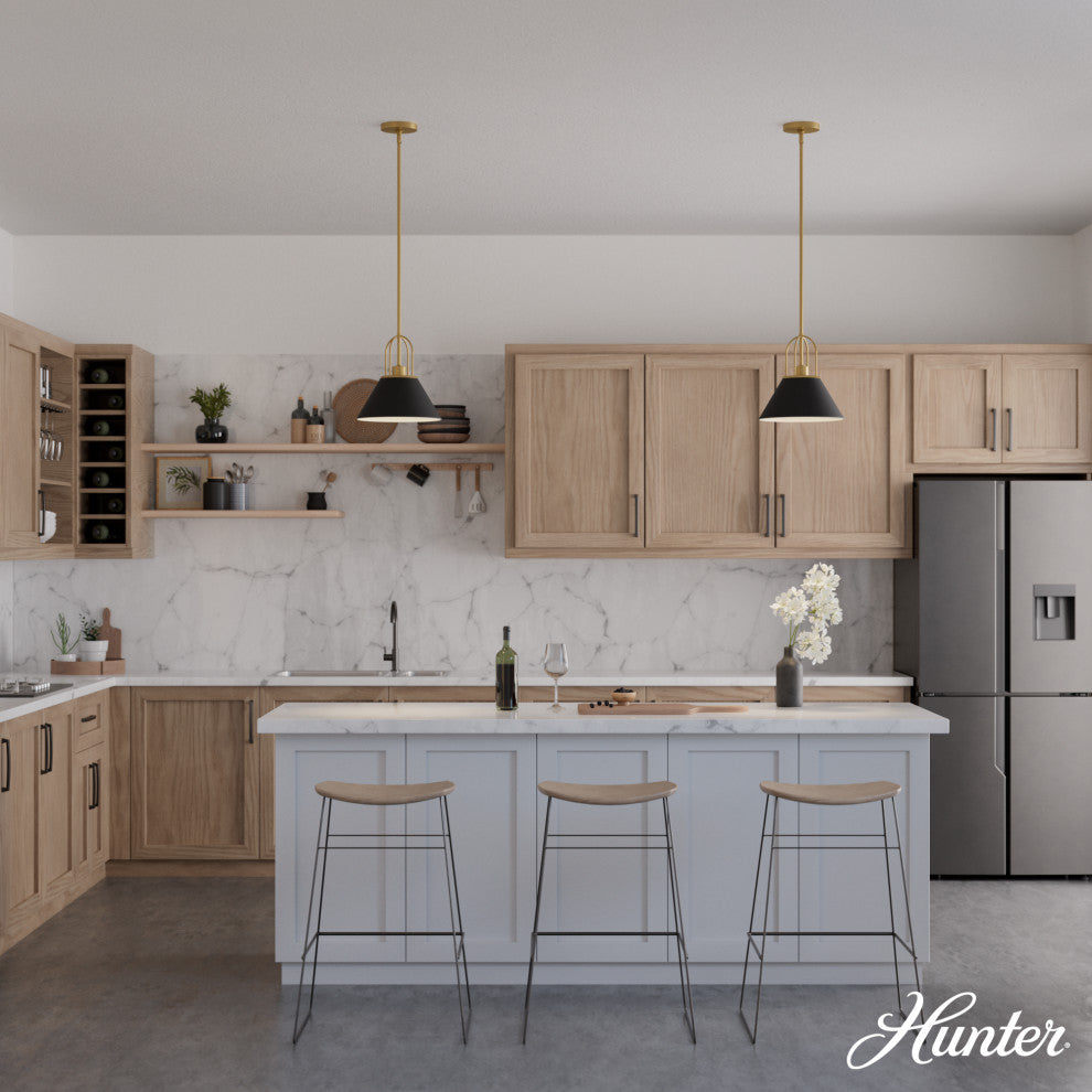 Carrington Isle Flat Matte Black and Luxe Gold 1 Light Pendant