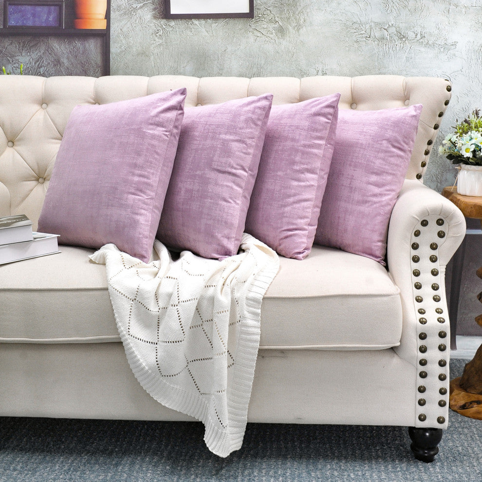 Serenta Textured Velvet Pillow Shell, Set of 4, Mauve Shadows