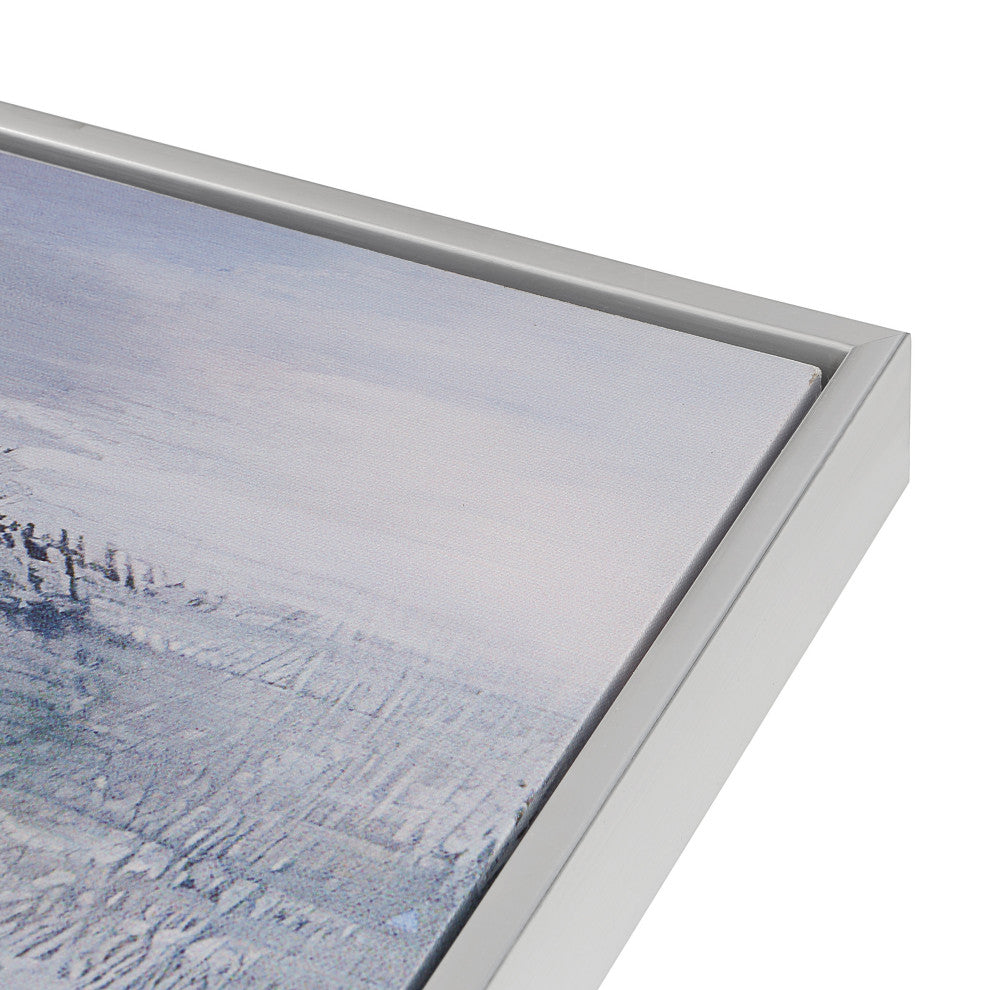 Cityscape Abstract Wall Art 24x32 With Silver Frame, Teal