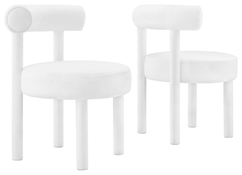 Toulouse Performance Velvet Dining Chair, Set of 2, White