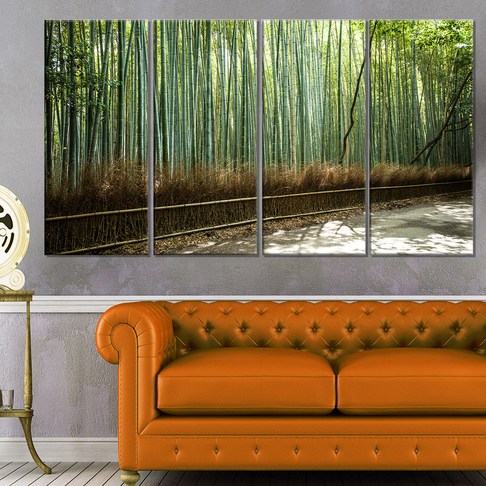 "Beautiful View of Bamboo Forest" Forest Wall Art Print, 4 Panels, 48"x28"
