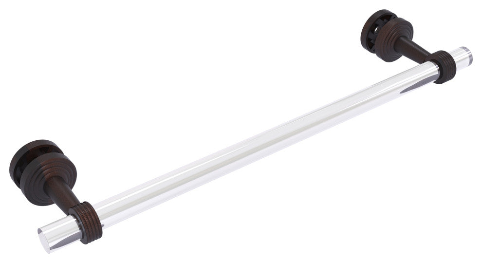 Pacific Beach 18" Shower Door Towel Bar with Groovy Accents, Venetian Bronze