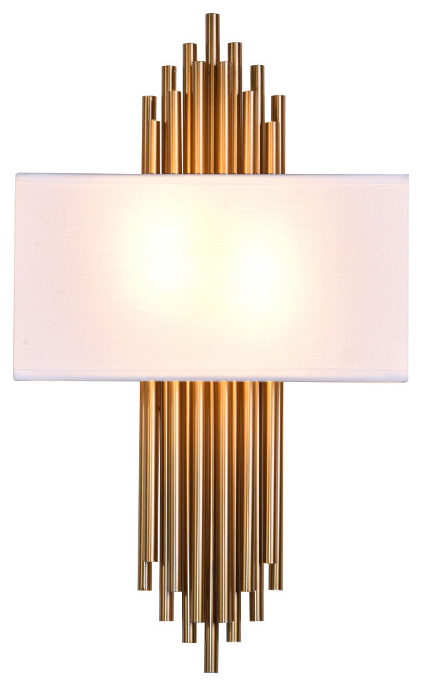 Gold Metal Wall Sconce With White Box Shade