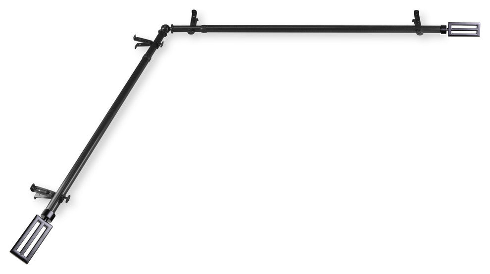 Mabel 13/16 inch Corner Window Curtain Rod, Black, 48-84"