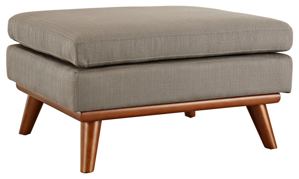 Modern Contemporary Fabric Ottoman , Grey, Fabric