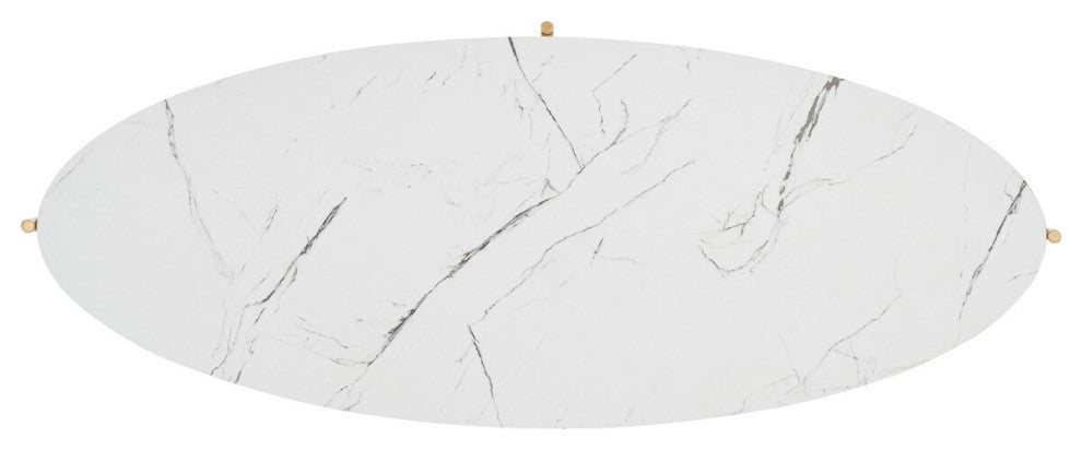 Safavieh Taliyah Oval Coffee Table, White Marble/Gold