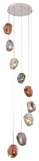 Gibeon 9-Light Adjustable Chandelier, Polished Nickel, Golden Teak Silver