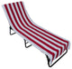 Red Stripe Lounge Chair Beach Towel With Top Fitted Pocket 26X82