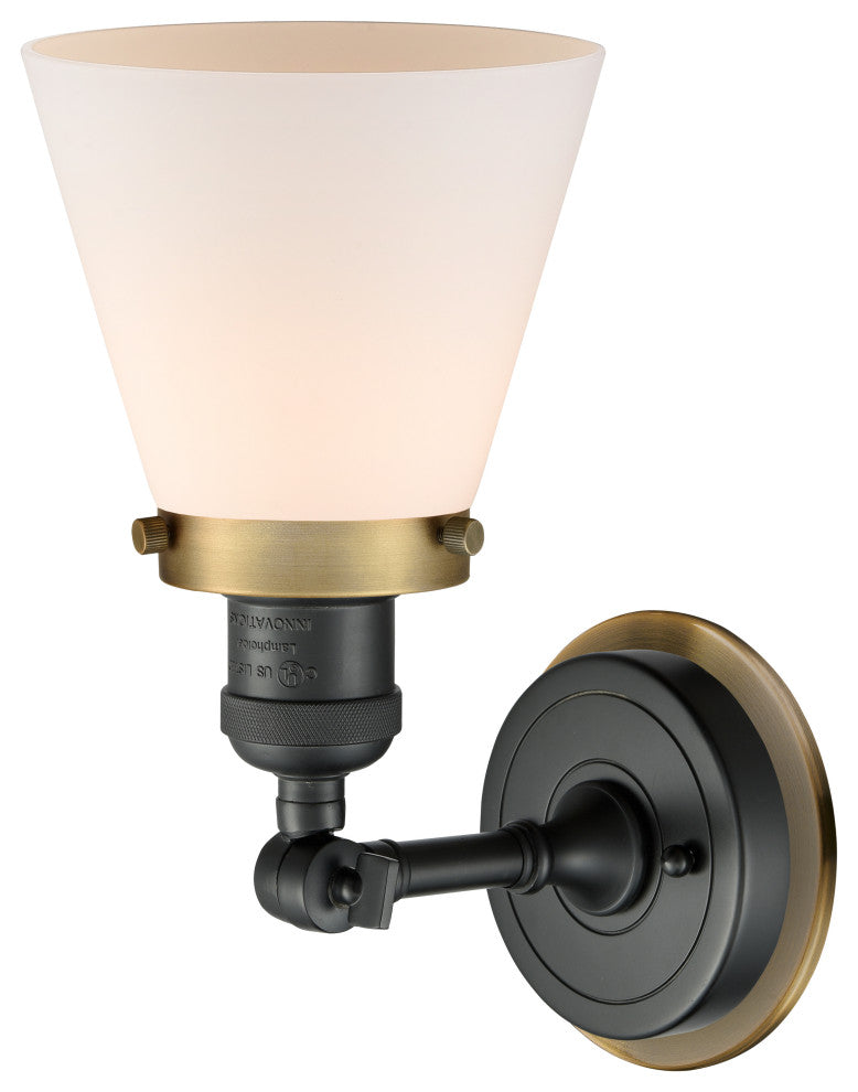 INNOVATIONS LIGHTING 203BK-BPBB-HRBB-G61 Small Cone 1 Light Mixed Metals Sconce