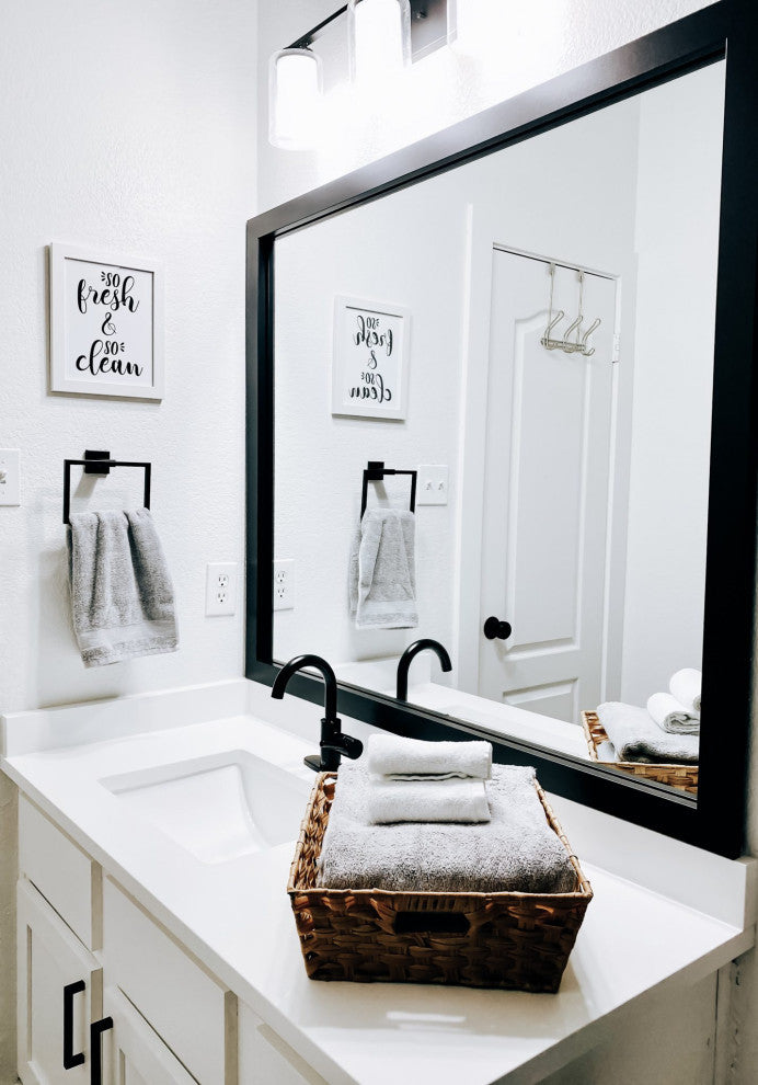 Meade Framed Wall Mirror, Black, 20"x36"