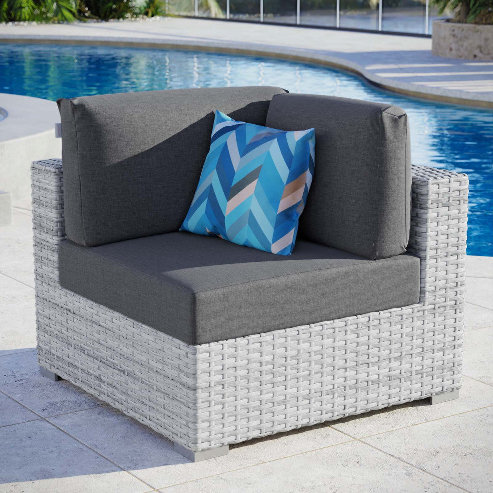 Lounge Chair, Rattan, Wicker, Gray, Modern, Outdoor Patio Balcony Garden