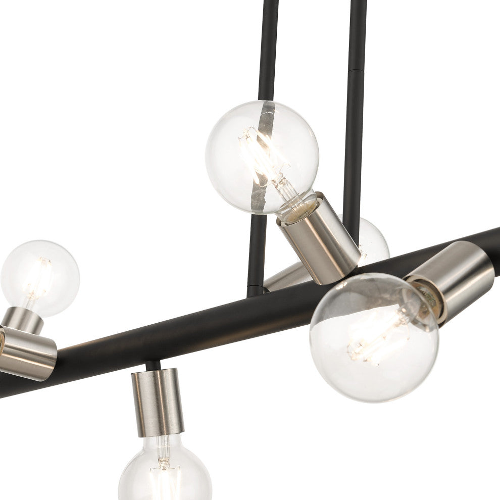 Livex Lighting Bannister 8-Light Large Chandelier, Black/Brushed Nickel