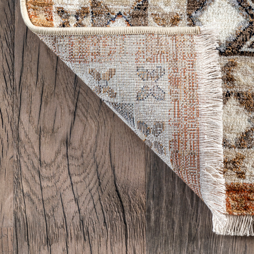 Nuloom Vanesa Distressed Traditional Medallion Bordered Area Rug, Rust 5'x8'