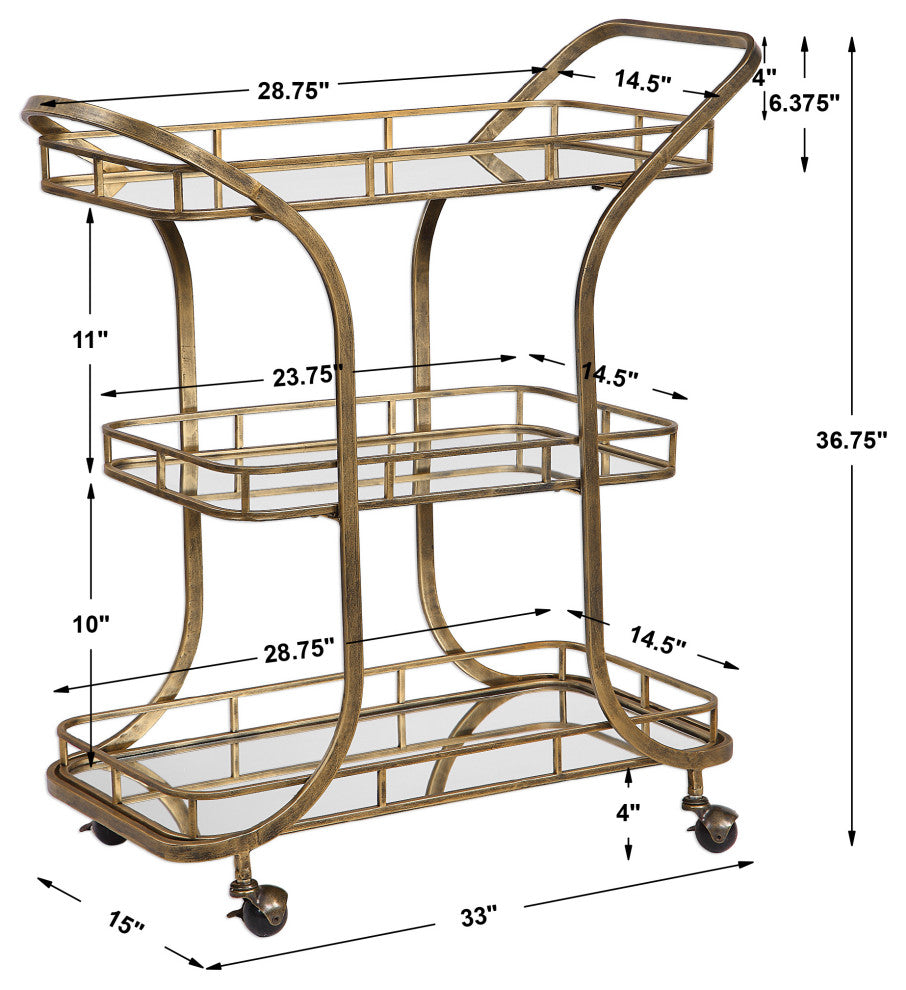 Uttermost Stassi Gold Serving Cart
