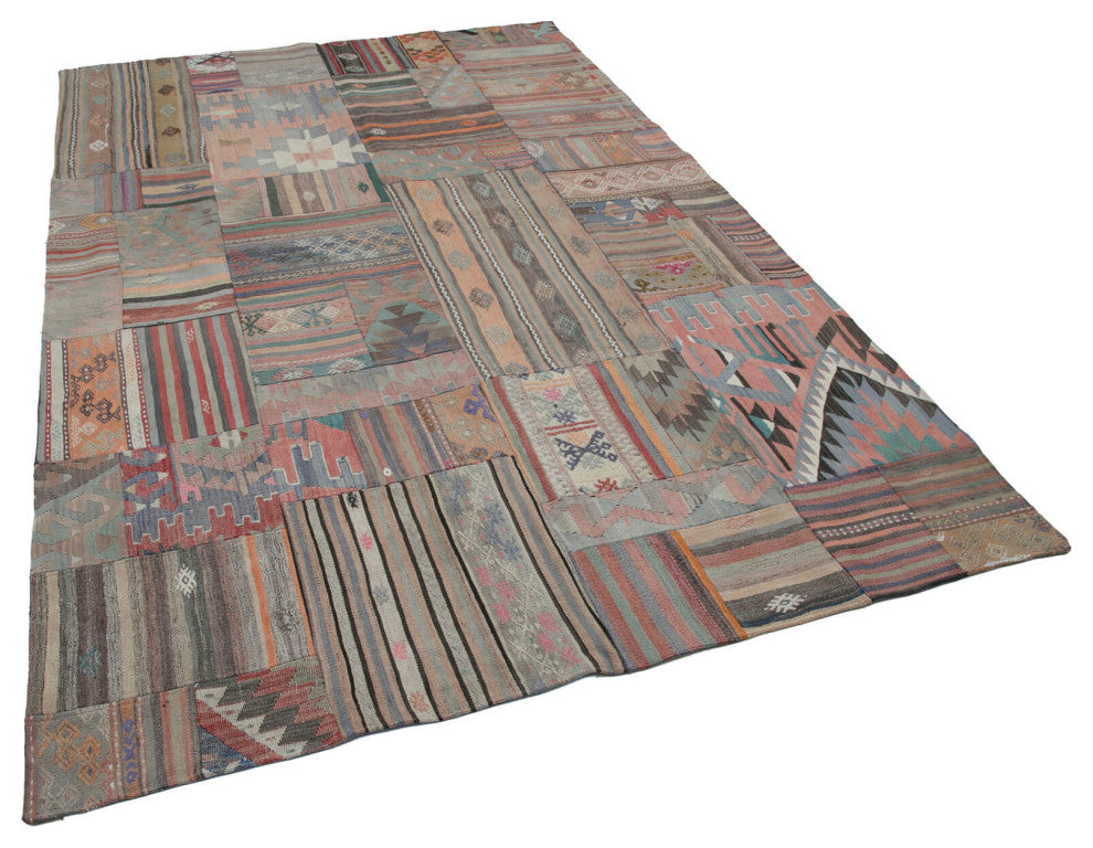 Rug N Carpet - Handmade Turkish 6' 7'' x 9' 11'' Vintage Patchwork Kilim Rug