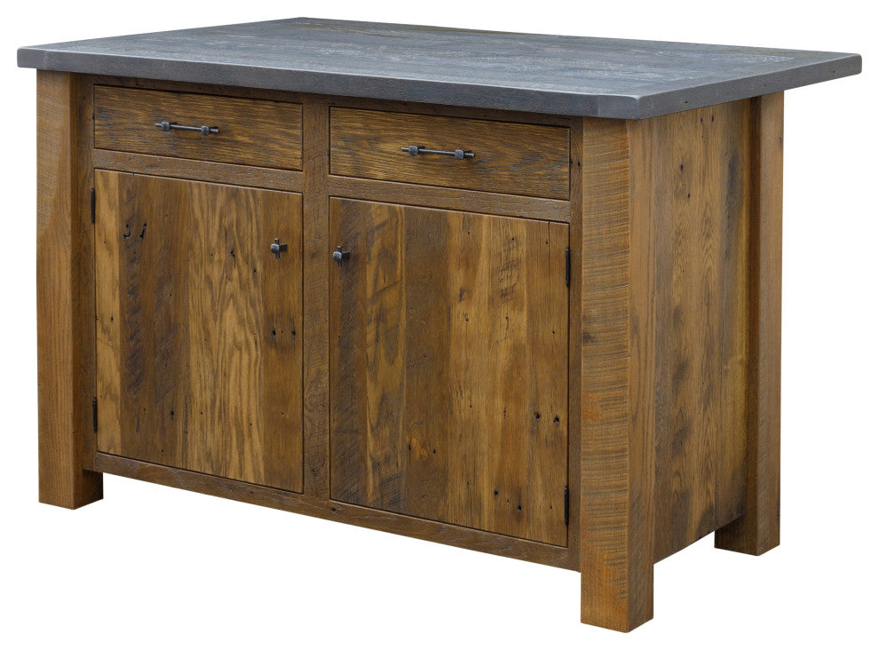 Reclaimed Oak Kitchen Island, Walnut and Antique Slate