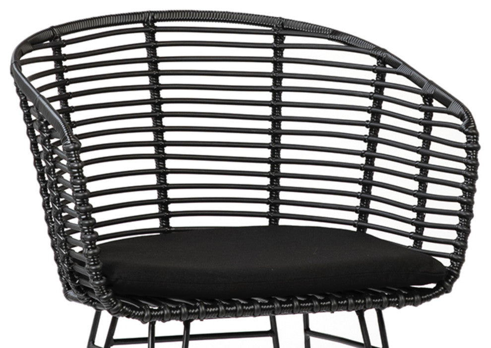 Outdoor Black Rattan Dining Chair