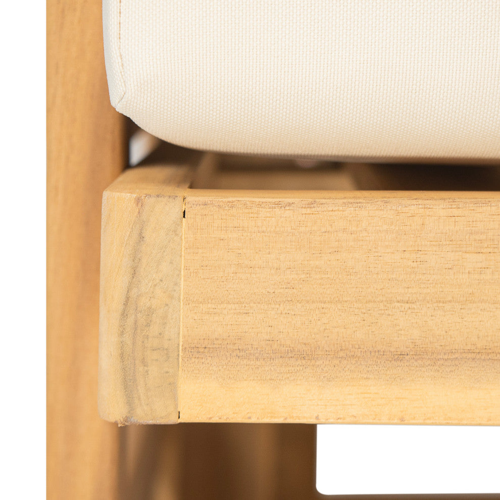 GDF Studio Outdoor Acacia Wood Club Chair with Waterproof Cushions, Teak Finish/Beige Cushion, Single