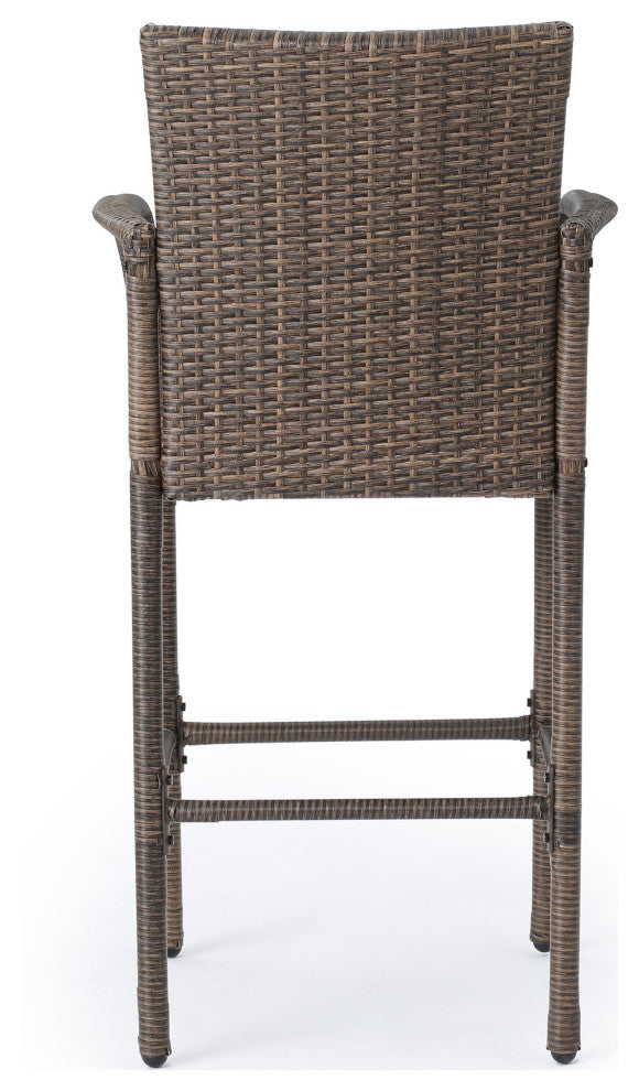 GDF Studio Conquista Outdoor Mix Mocha Wicker Barstool, Package of 4