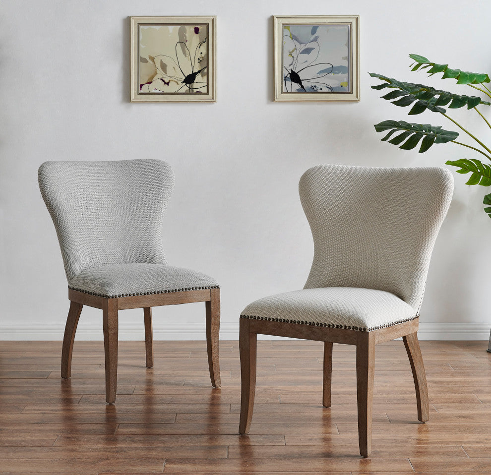 Dorsey Dining Side Chair Drift Wood Legs, Set of 2, Cardiff Cream, Fabric