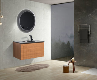 Simon  Wall Mount Vanity With Integrated black Sink, 30"