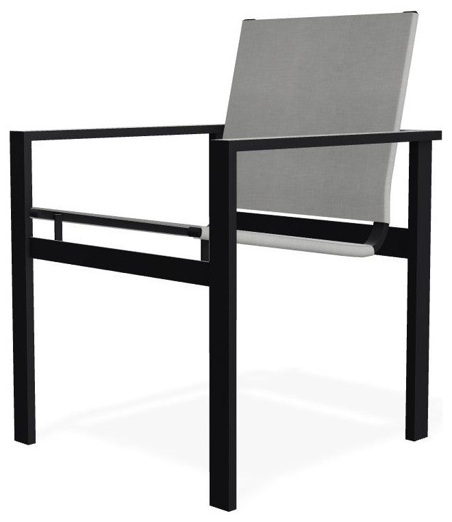 Tribeca Sling Outdoor Stackable Armchair, Alloy/Black
