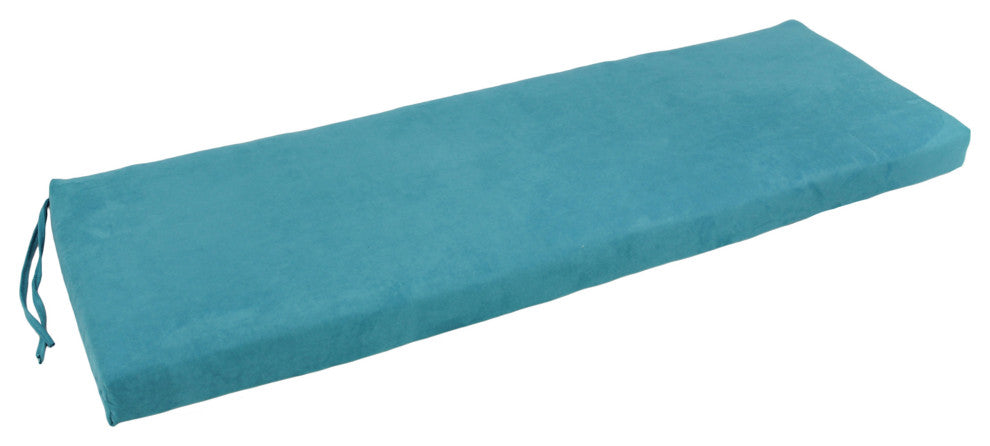 51"X19" Solid Microsuede Bench Cushion, Aqua Blue
