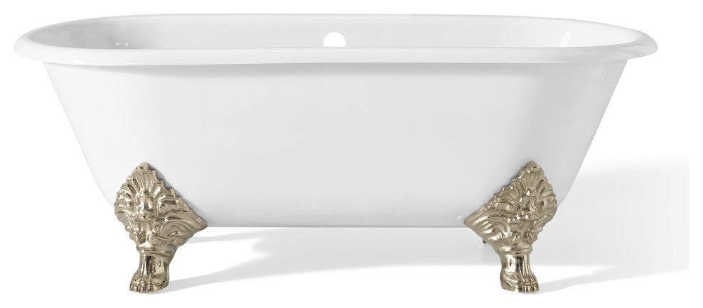Cheviot Products Carlton Cast Iron Bathtub With Rolled Rim, Polished Nickel