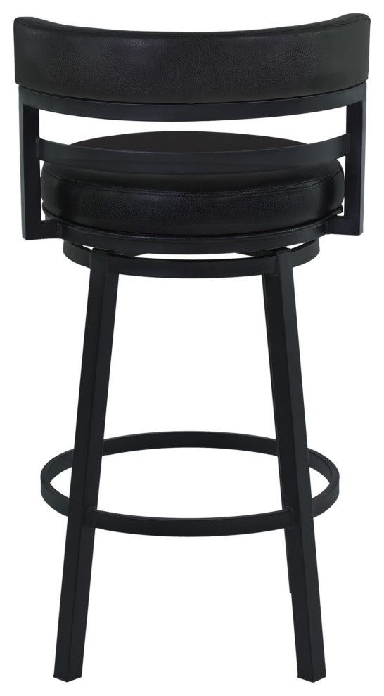 Benzara BM282104 26" Swivel Counter Stool Chair, Vegan Leather, Black