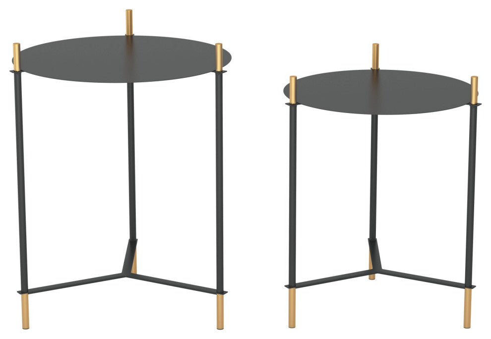 Sofa Side Table, Round, Steel Metal, Black, Gold, Lounge Cafe Lobby Hospitality