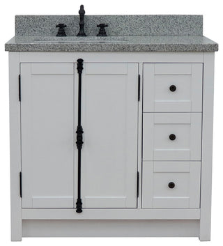 37" Vanity, Glacier Ash With Gray Granite Top, Left Doors/Left Rectangle Sink