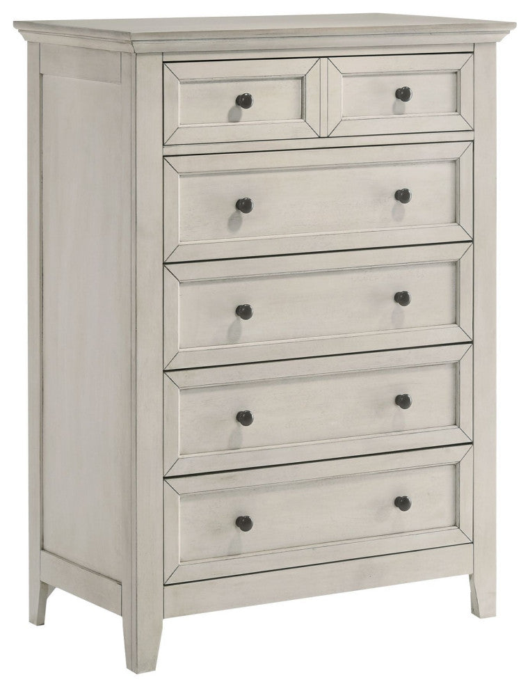 San Mateo 5-Drawer Wooden Youth Chest, Rustic White