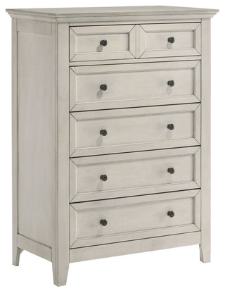 San Mateo 5-Drawer Wooden Youth Chest, Rustic White
