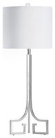 33"H Silver Metal Table Lamps With White Drum Shade