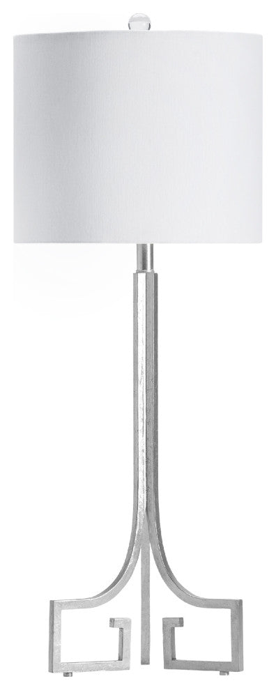 33"H Silver Metal Table Lamps With White Drum Shade