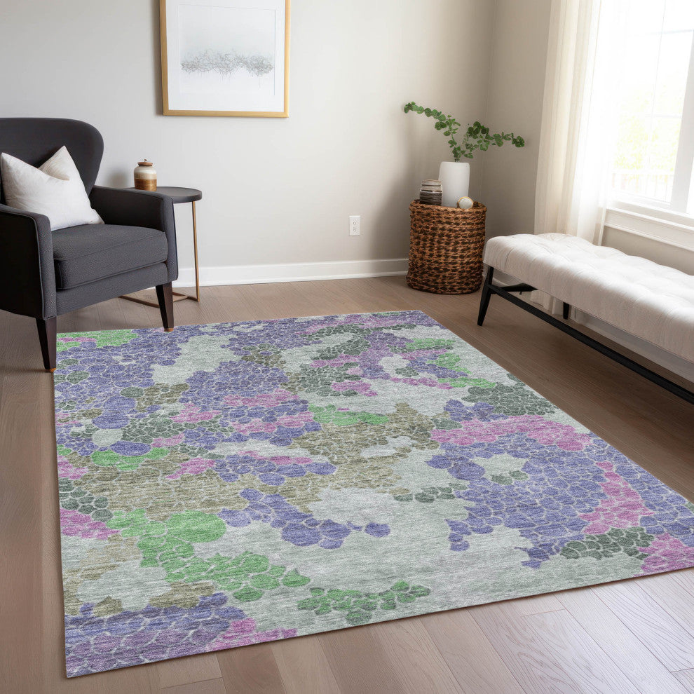 Machine Washable Indoor/Outdoor Chantille ACN1906 Purple 5' x 7'6" Rug