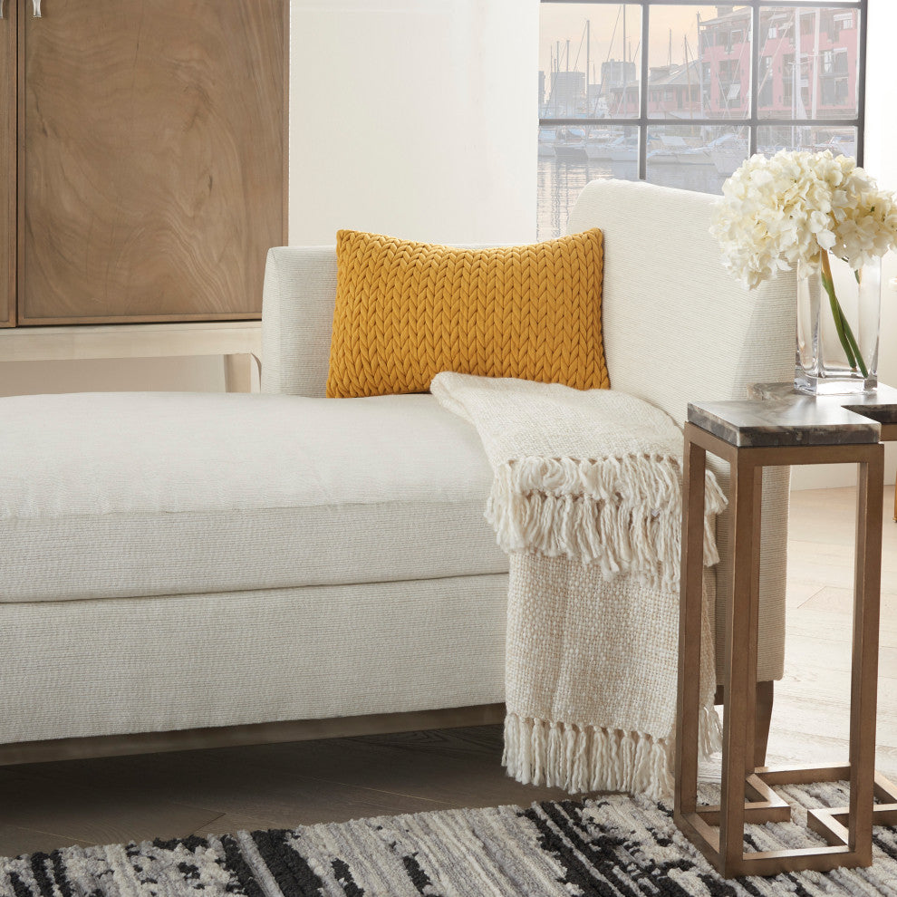 Mina Victory ET299 Throw Pillow, Yellow, 14"X20"
