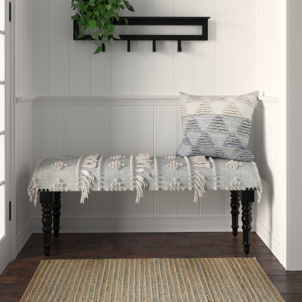 Intricate Embroidered Indoor Bench, 47" Length