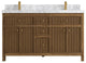 Sonoma Teak 60 Double Bathroom Vanity in Dark Natural with 2" Carrara Marble