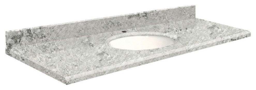 Quartz 61"x22" Vanity Top, 8" Contour, Winter Wonder, White Bowl