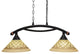 Bow 2 Light Island Light Black Copper Finish, 12" Chocolate Icing Glass