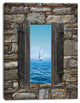Window Open To Sailing Boat, Seascape Canvas Art Print, 12"x20"