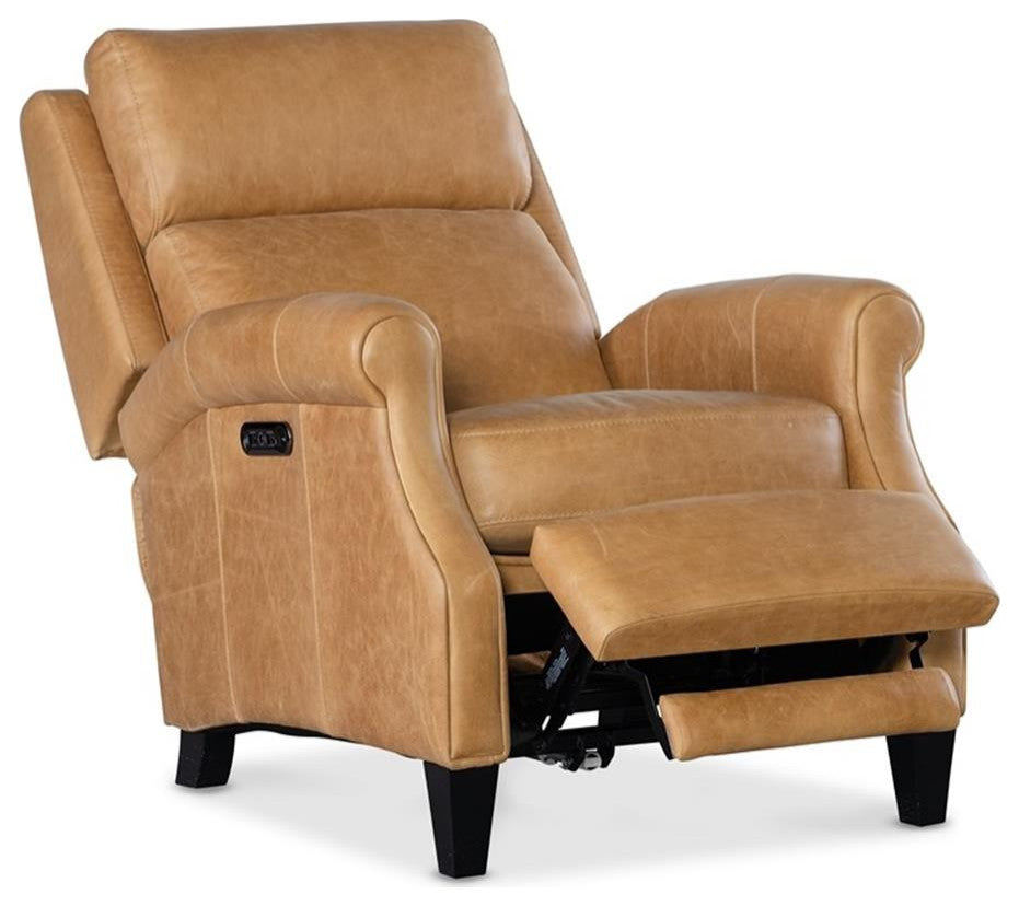 Hooker Furniture Hurley Leather Power Recliner with Power Headrest in Brown